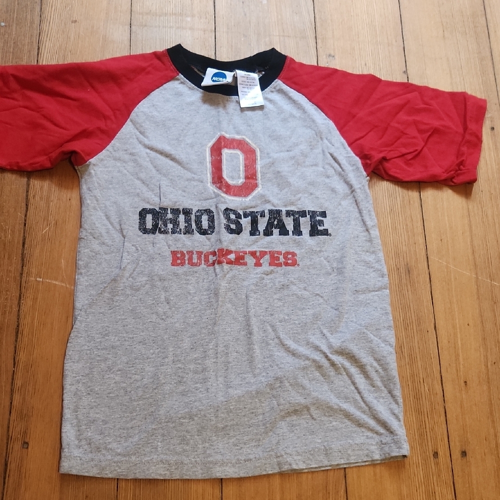 NCAA Ohio State Buckeyes Red and Gray Kids Tee